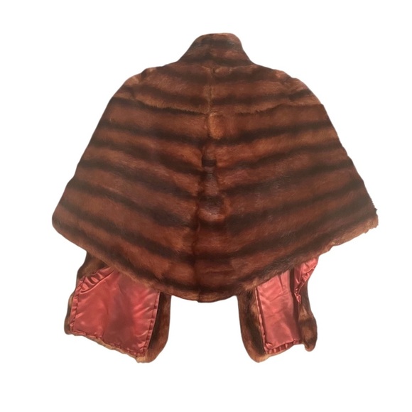 Vintage Mink Real Fur Cape Stole Bolero in Rich Brown - Picture 7 of 10